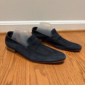 SUITSUPPLY Navy Blue Penny Loafer Italian Calf‎ Suede Sz 9.5